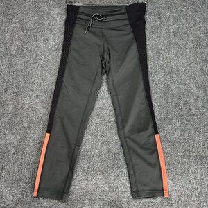 Lucy Pants Womens XS Black Compression Pants Mesh Side Tie Waist Back Zip Pocket